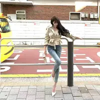 Liuu嘻嘻阿韩版中高腰紧身小脚裤女秋季辣妹显瘦显腿长九分铅笔裤