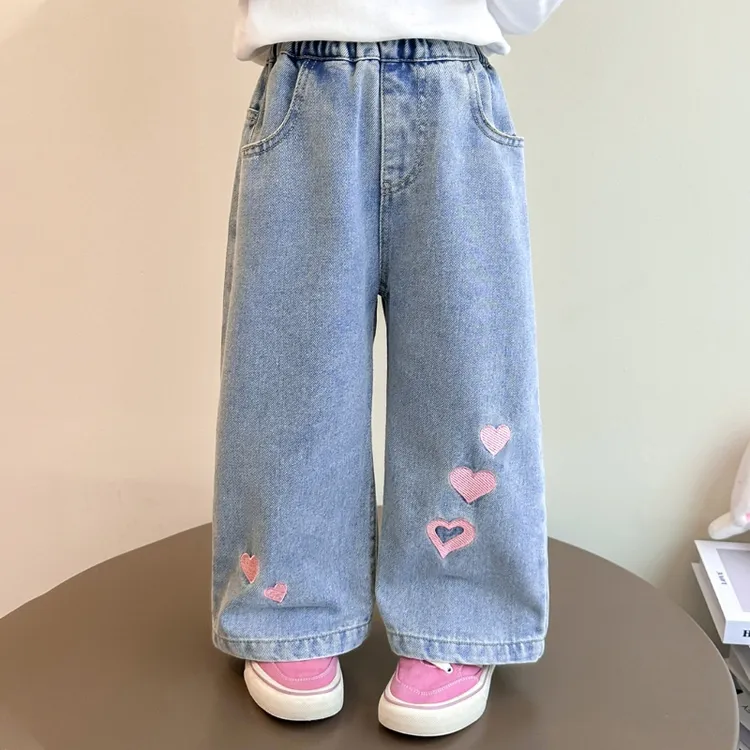 女童牛仔裤春秋款2025新款儿童春装洋气女宝宝裤子女孩春季阔腿裤