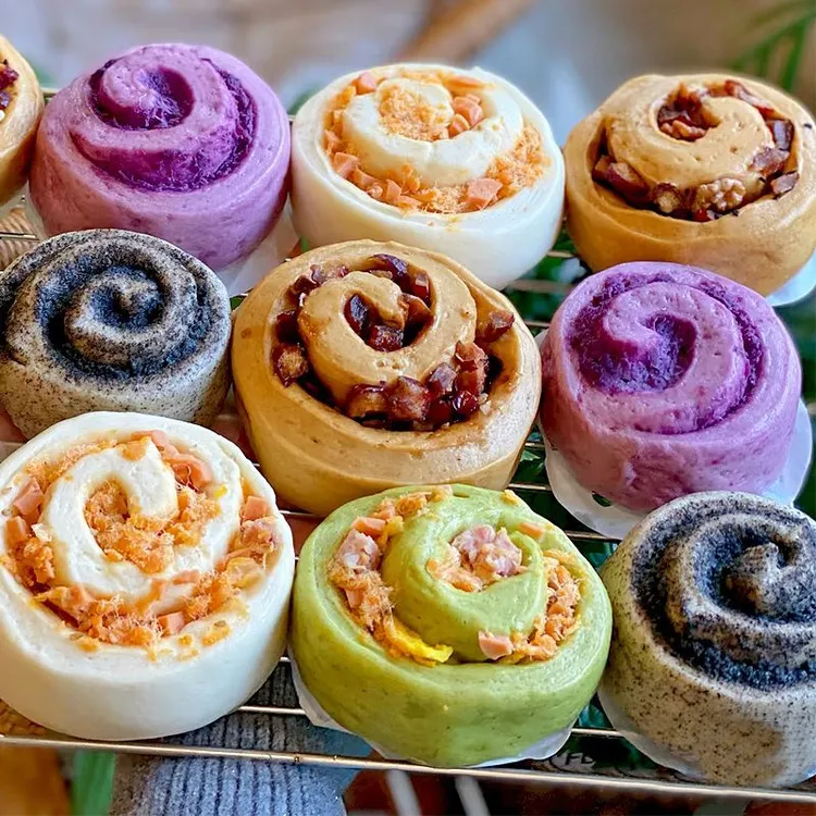 纯手工新中式花卷红豆紫薯黑芝麻奶黄新中式花式早餐半成品速冻