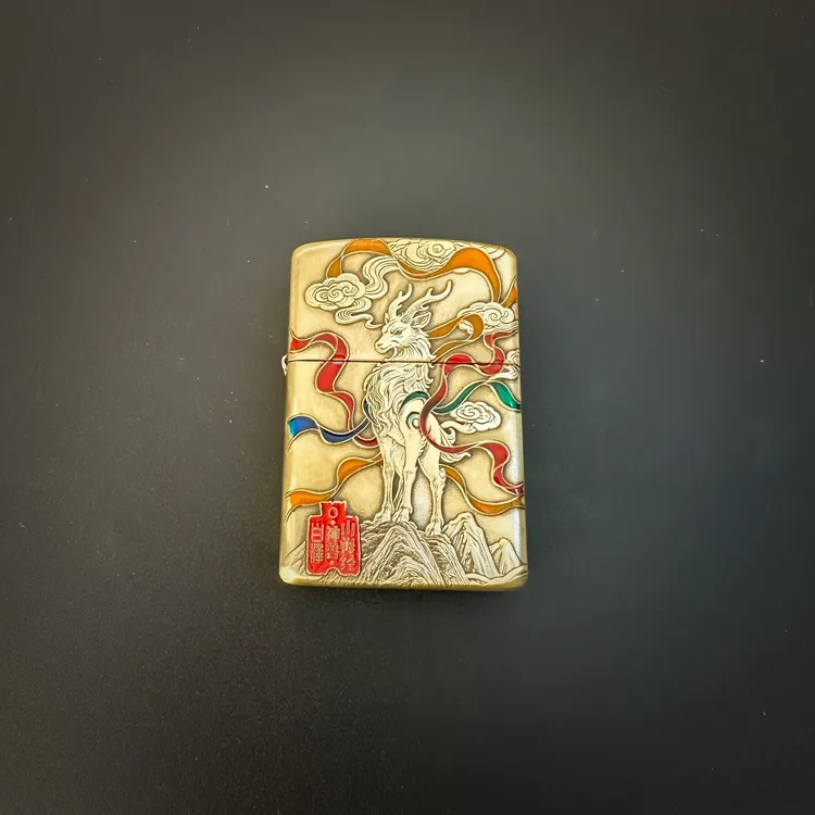 ZORRO烈焰打火机工作室出品，珐琅彩山海经白泽，精工浮雕砂轮创意