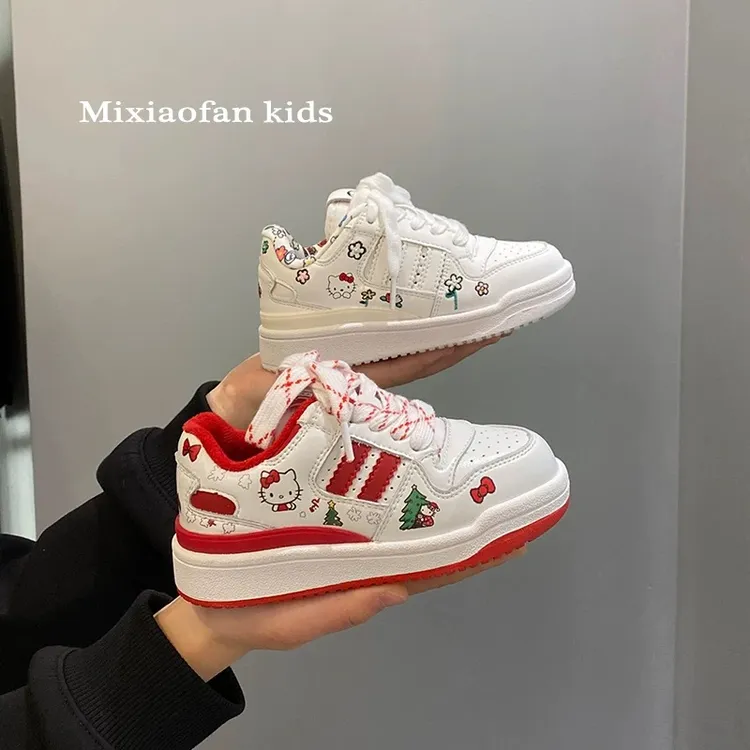 2025新款板鞋百搭男女童红色儿童加绒保暖新年款运动鞋潮流小白鞋