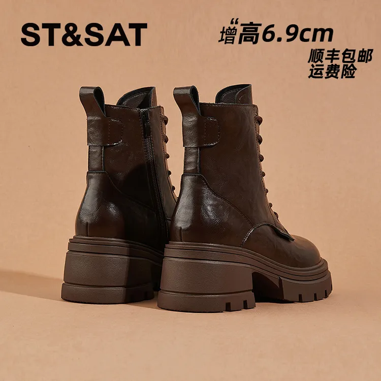 星期六马丁靴女款爆款2025新款正品冬季加绒棉鞋真皮机车短靴厚底