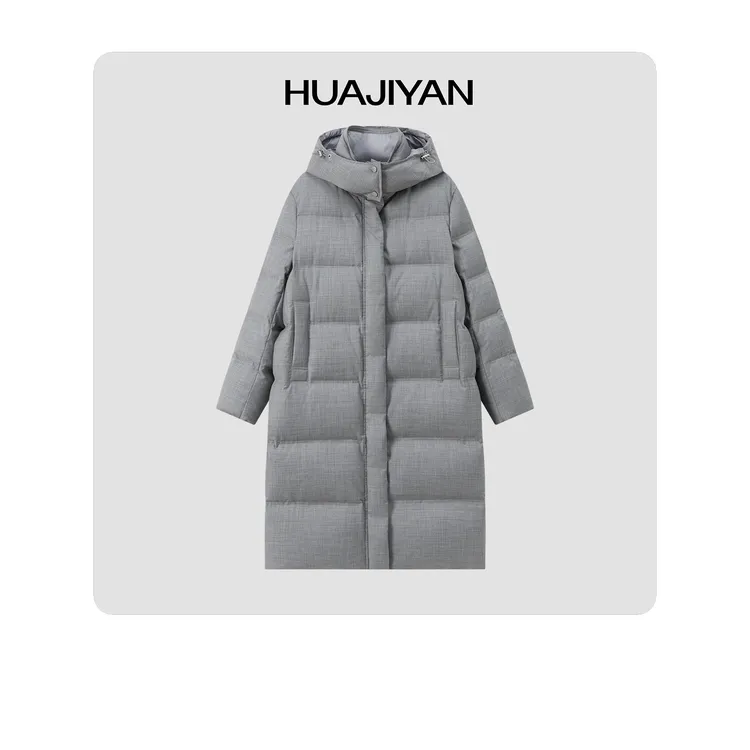 华吉言/HUAJIYAN【霜降】含羊毛面料长款可拆卸帽子90保暖鹅绒服