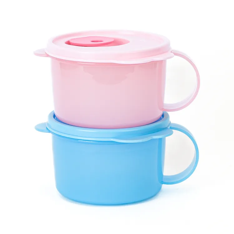 特百惠460ML水晶汤碗带盖微波饭盒便当盒家用密封保鲜盒微波炉碗