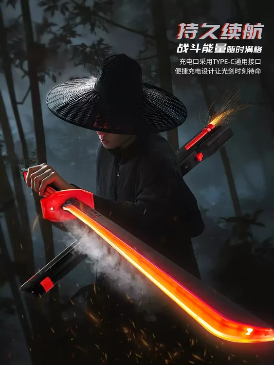 新款拔刀带火花光剑喷雾炫酷七彩流光武士刀儿童声光激光剑玩具男