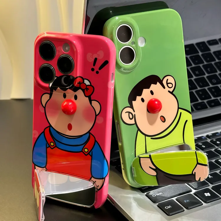 胖虎红鼻子支架适用苹果16手机壳iPhone15小米14女vivoppo华为p70