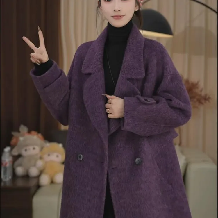 冬季老钱风秋冬中长款女毛呢外套时尚西装呢子251063