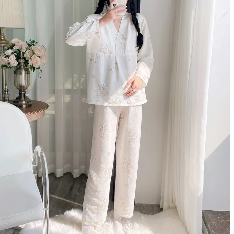 【纯棉带胸垫】月子服春夏薄款产前产后孕妇哺乳家居服透气吸汗产妇