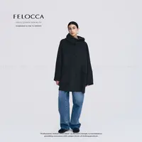 【FELOCCA】连帽抽绳大衣撞色时尚外套BA-W9397