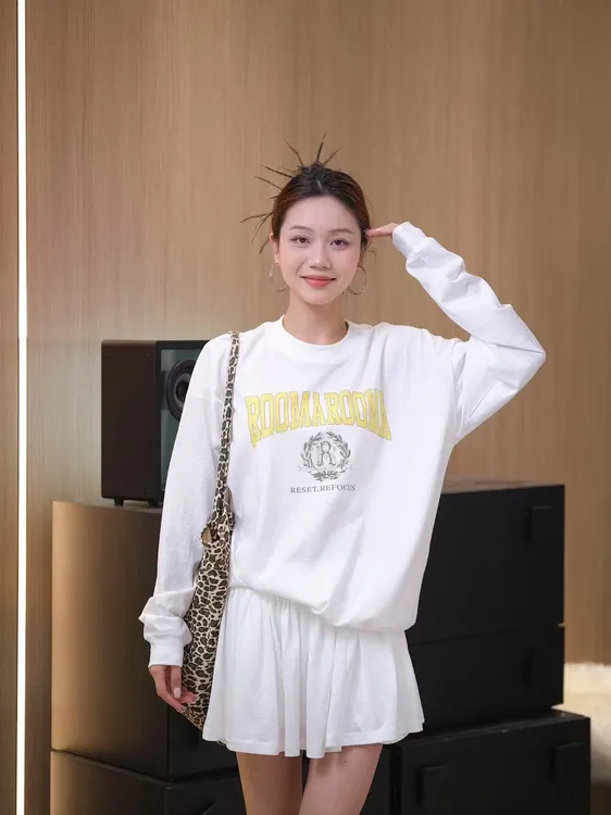 【青春纪事】白色灰色透气防晒宽松上衣短裙套装