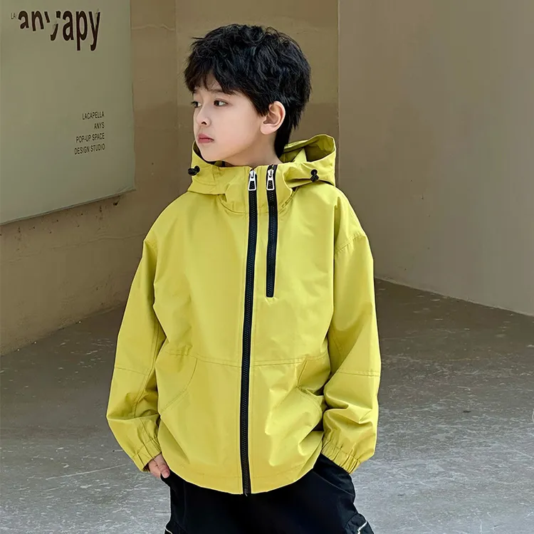 男童户外防风外套春装2025新款宽松连帽上衣中大儿童薄冲锋衣韩版