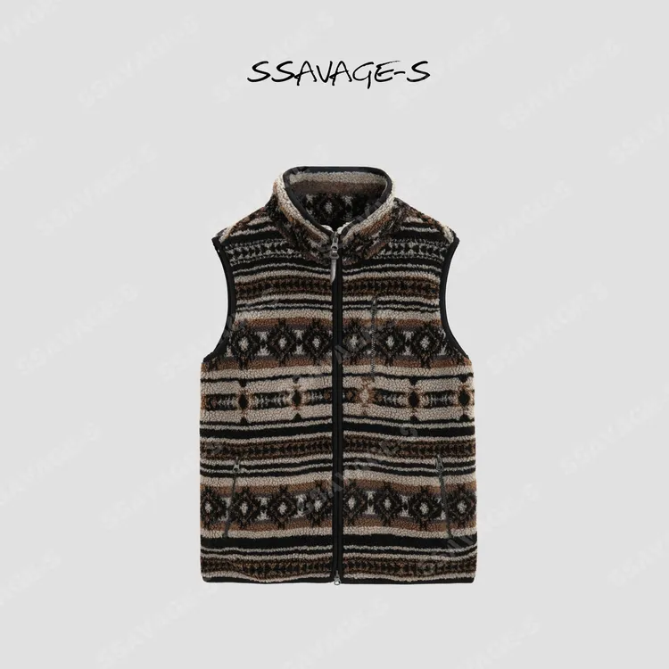 SSAVAGE“霍伊岛”Vintage复古感费尔岛廓形马甲外套SS90904