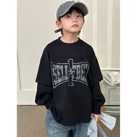 亲子装2025秋季新款纯棉长袖T恤宽松青少年男女童百搭上衣潮