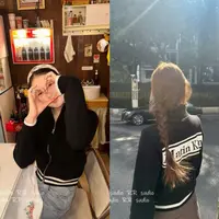 针织衫字母提花撞色拉链毛衣~明星同款韩版外套女外套开衫