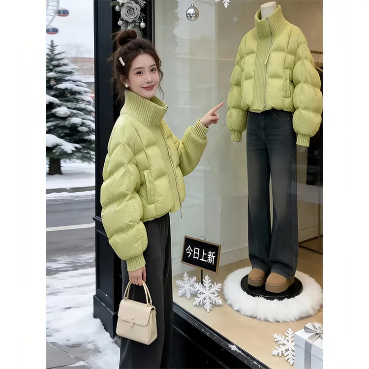 小个子chic冬季厚棉服女秋冬季针织拼接设计感超好看保暖棉衣外套