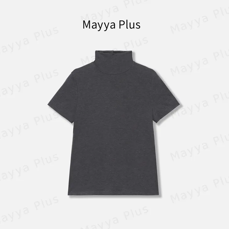 【气质T】Mayya Plus麦芽定制气质高领短袖T恤内搭显瘦上衣32517078