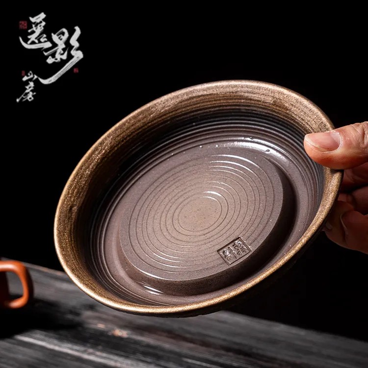 复古粗陶干泡台壶承储水大容量大尺寸茶托壶托功夫茶具茶道配件