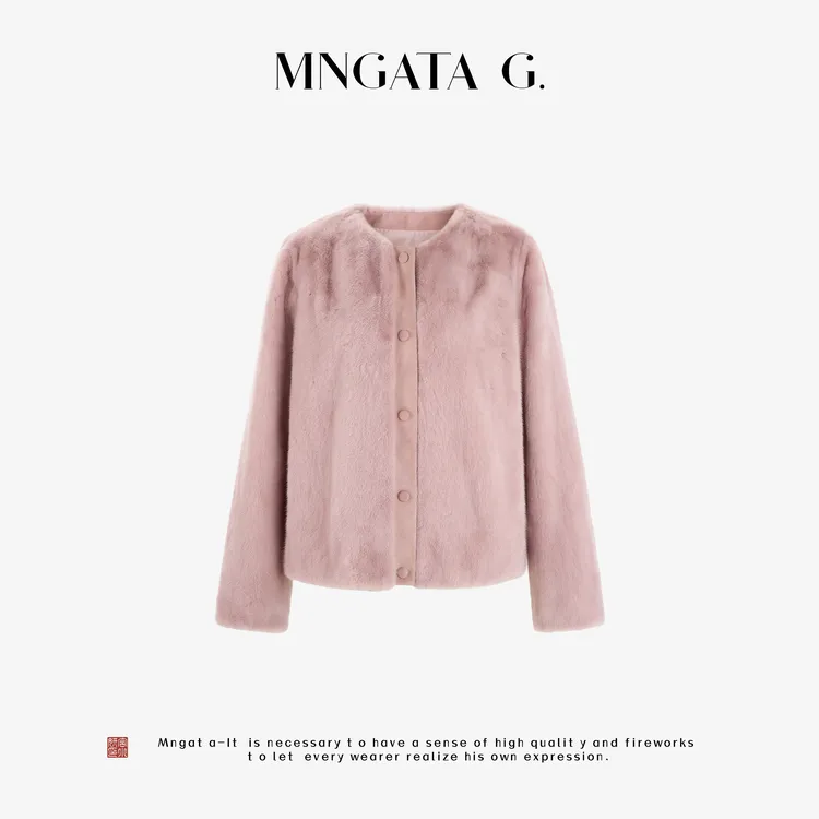 MNGATA G.宫小妍【曼奢水貂·粉水晶】水貂秋冬新中式外套5081051