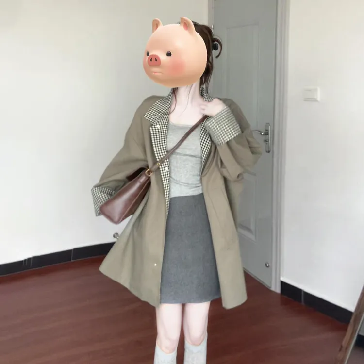 2025新款韩系小个子卡其色风衣外套女早秋季春秋款高级感气质大衣