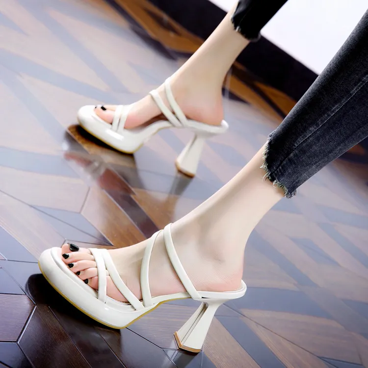 9CM[已开价]防水台细跟凉拖鞋女外穿2025夏季露趾高跟鞋L102-725