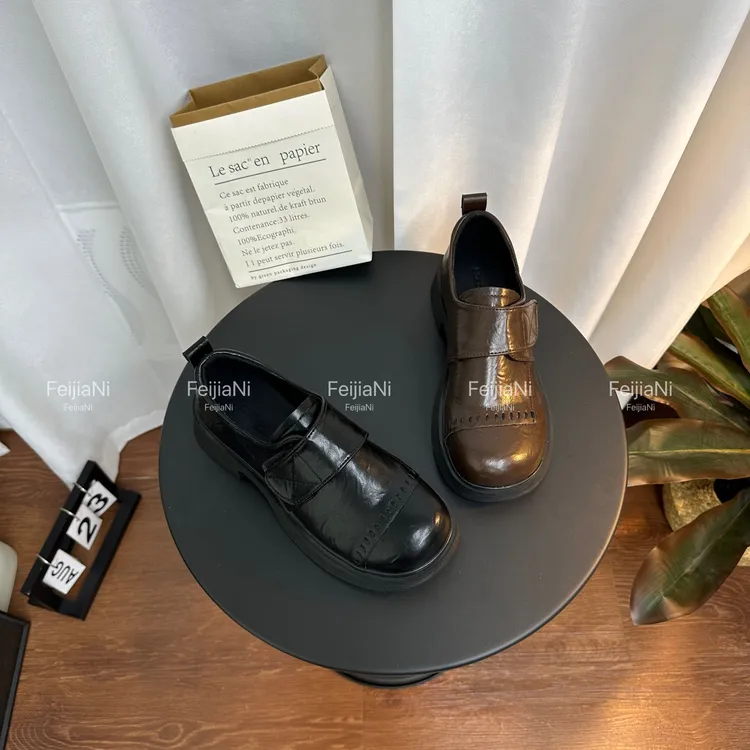 FeiJiaNi/斐佳妮2025秋季新款复古英伦小皮鞋百搭厚底乐福鞋时尚