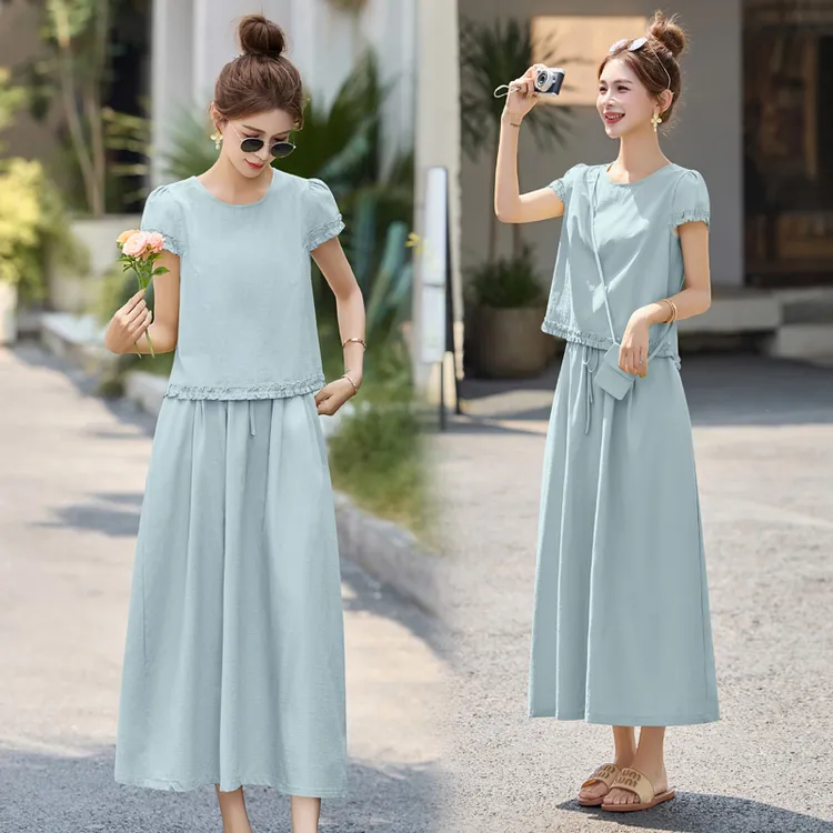 法式小香风套装裙女2025夏季新款宽松显瘦洋气设计感半身裙两件套