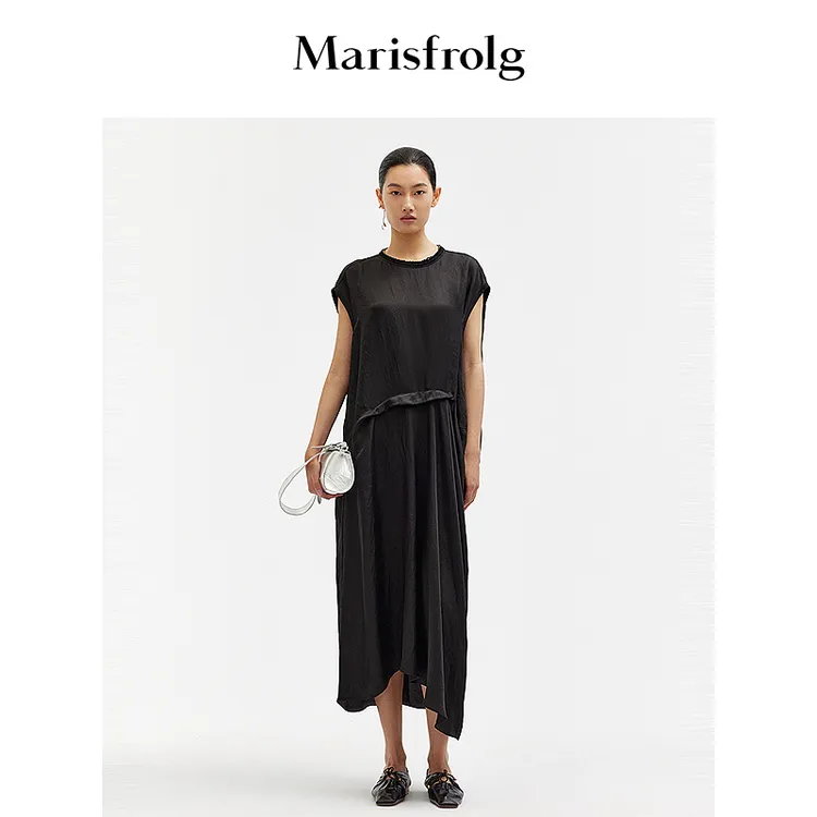 Marisfrolg玛丝菲尔夏季新款气质设计感钉珠高定连衣裙A1EG25366