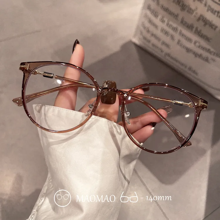 韩系复古茶色圆形镜架眼镜近视女可配度数素颜神器学生减龄眼镜框