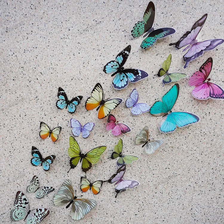 立体墙贴蝴蝶DIY墙面彩色新品PVC免打孔粘贴镜子拍照装饰品ins