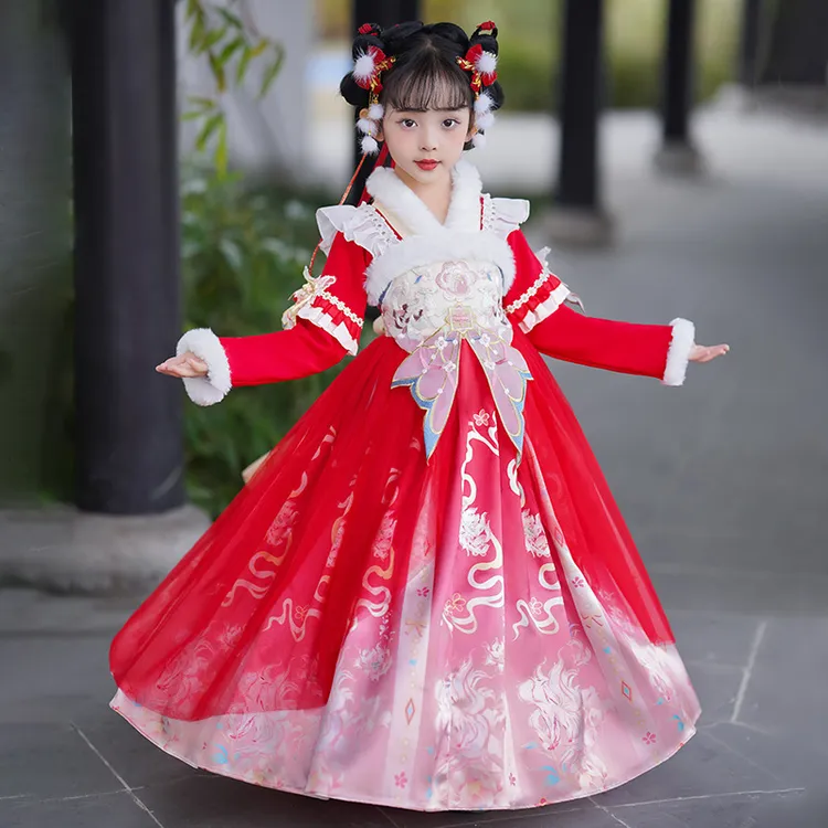 女童冬季儿童古装超仙连衣裙女孩古风裙子汉服2025新款中国风唐装