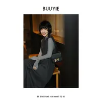 BUUYIE 25SS【逸尘】松弛感复古背心裙宽松文艺毛呢连衣裙 250976