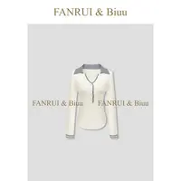 FANRUI/泛芮「梦初醒」双色减龄时尚百搭翻领长袖针织衫打底B18403