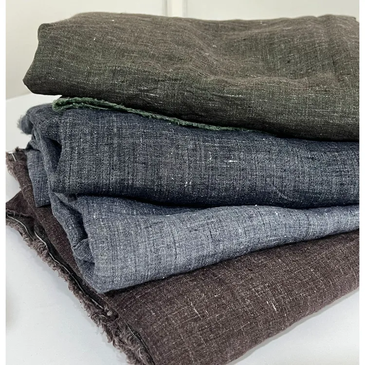 17支纯亚麻砂洗星空色织夏季新款服装面料麻布布料