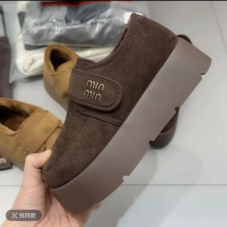 棉鞋2025秋冬新款魔术贴加绒毛毛棉鞋