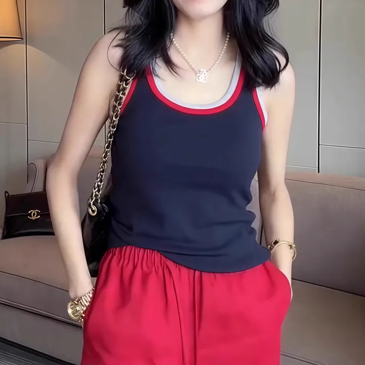 宽松百搭显瘦吊带背心夏季薄款胖MM大码女装简约时尚拼接休闲上衣