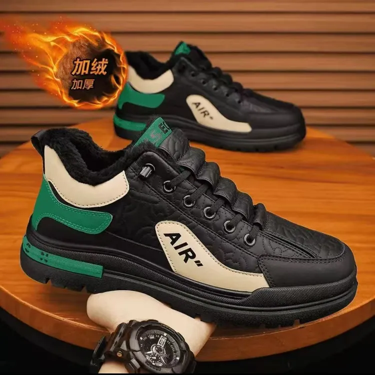 防滑透气冬季男鞋潮流时尚运动休闲鞋加绒男士百搭加厚防水保暖鞋