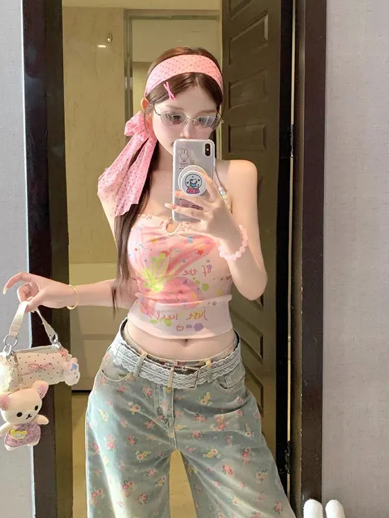 辣妹风百搭修身型INS风背心夏季吊带复古小众挂脖设计感通勤黑色