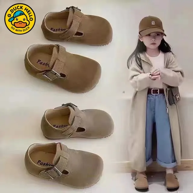 哈罗小黄鸭儿童勃肯鞋小童鞋2025春秋新款软底女宝豆豆鞋宝宝鞋子