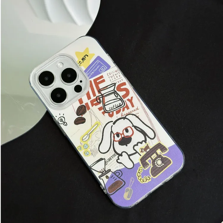 IMD奶油壳适用iphone16pro手机壳可爱卡通咖啡小狗高级感手机壳