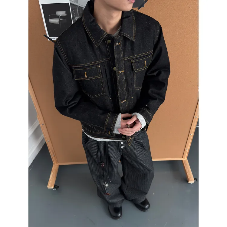 CZ2水洗丹宁色保暖棉袄复古美式男女棉衣加厚宽松原色牛仔棉服