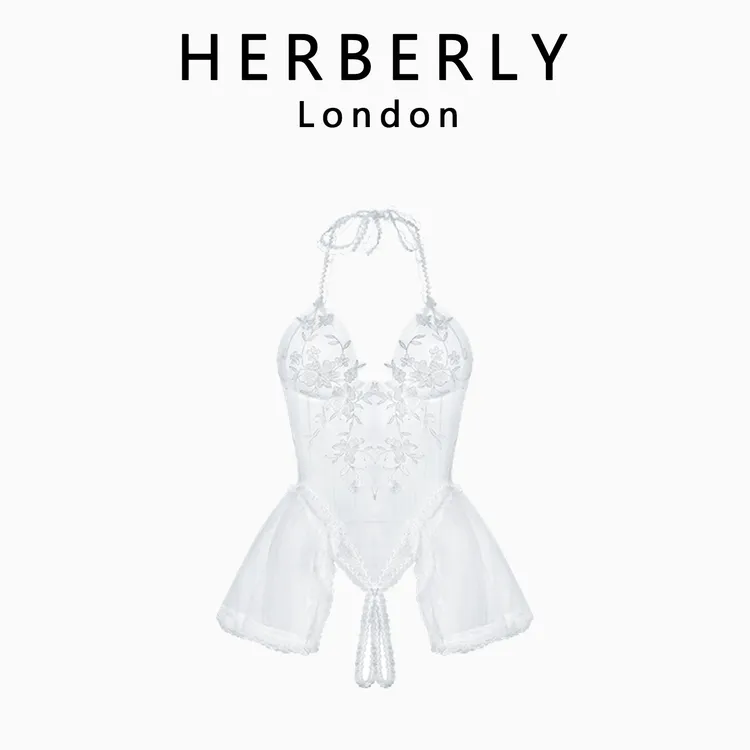 英国 HERBERLY 性感吊带网纱睡衣纯欲御姐连体芭蕾短裙内衣套装女