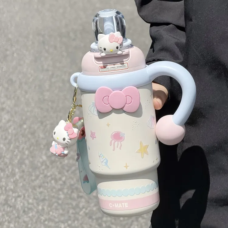 巨无霸高颜值女吸管保温杯2025新款水杯子学生大容量冰霸杯不锈钢