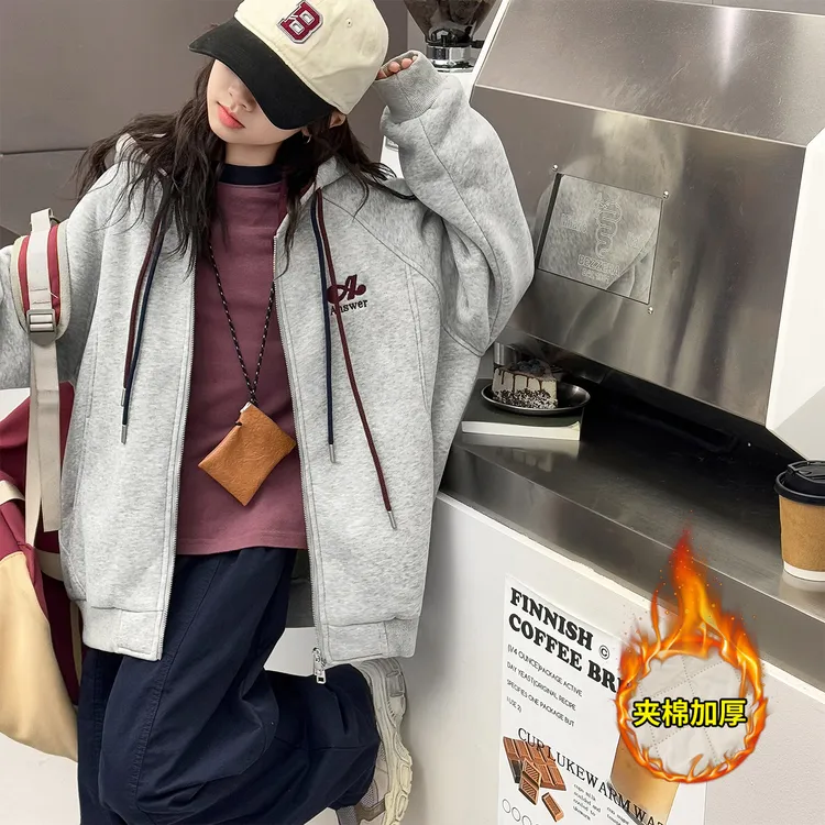 女童秋季休闲外套学院风8-15岁儿童棒球服夹棉加厚上衣秋冬中大童