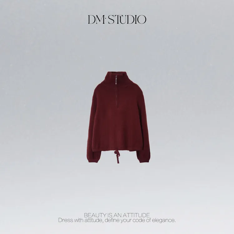 DEDM•STUDIO/慵懒极简半高领拉链针织长袖针织衫2512ZZS/A691208