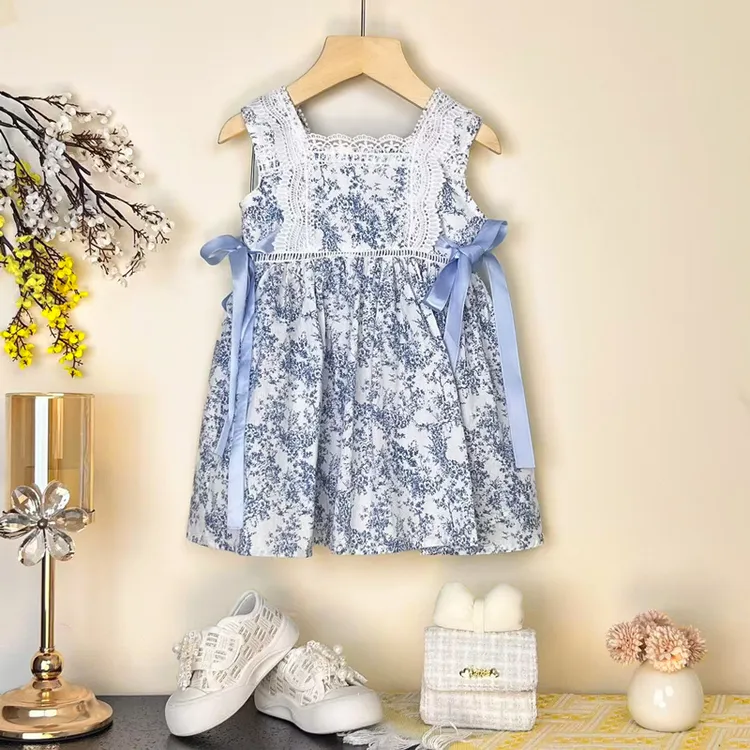 甜柚比比儿童连衣裙2025新款女童女宝闲无袖夏季女孩甜美夏款