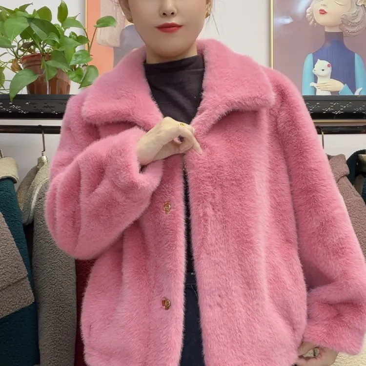 翻领保暖开衫纯欲风方领短外套设计师春季女装女士女