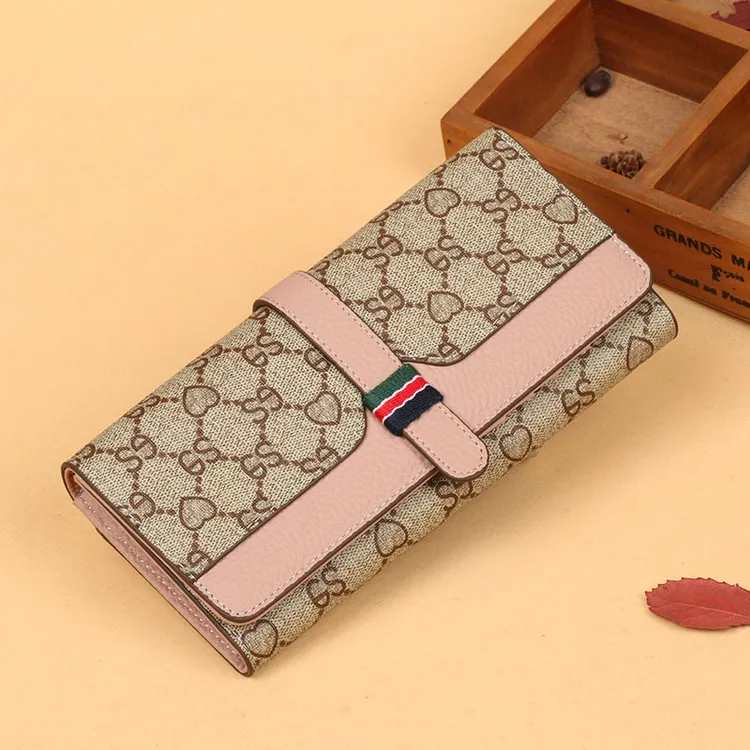 女士真皮新款长款钱包欧美风大牌两折款手拿包多功能简约大钞钱夹