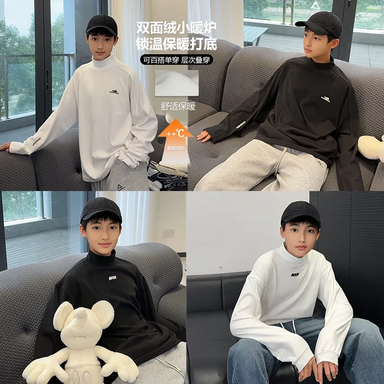 DS156小赖家青少年冬季秋冬保暖德绒打底衫百搭宽松套头男童上衣