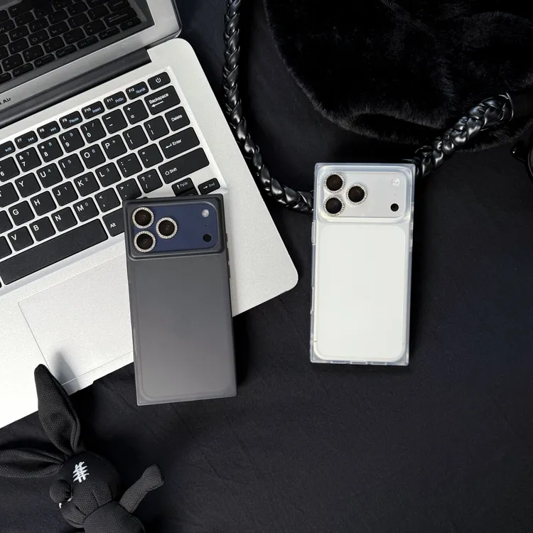 简约风高级透明方块壳适用苹果17promax/16Pro带镜头膜15防摔情侣