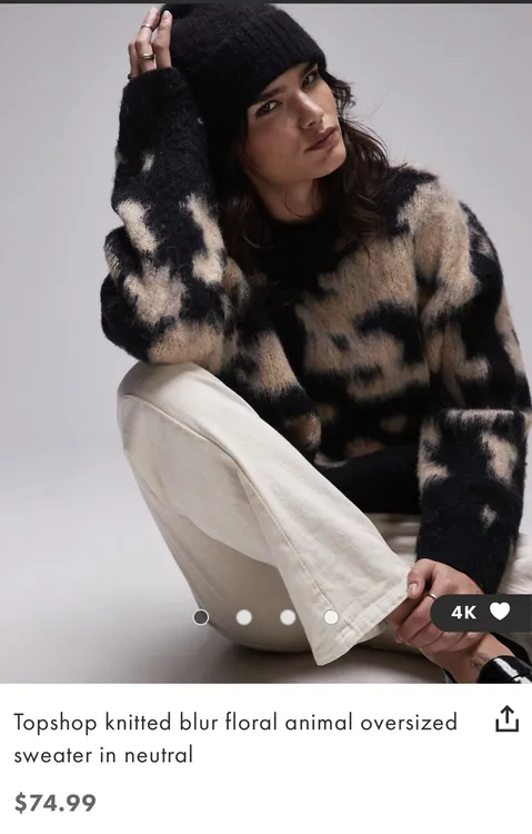 元旦top shop奶牛纹黑底毛衣